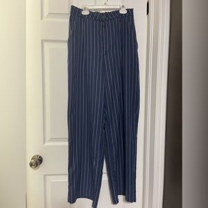 H&M Wide Leg Navy Pin Striped Dress Pants